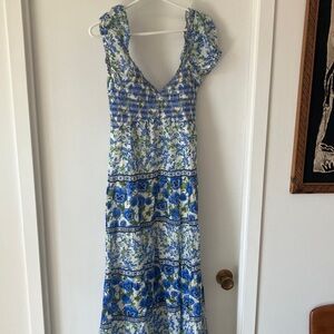 Alice + Olivia Blue and White Floral Maxi Dress